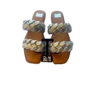 MADDEN NYC Two‎ Band Braid Silver Rhinestone Comfort Foam Insoles Sandals
Size 9
